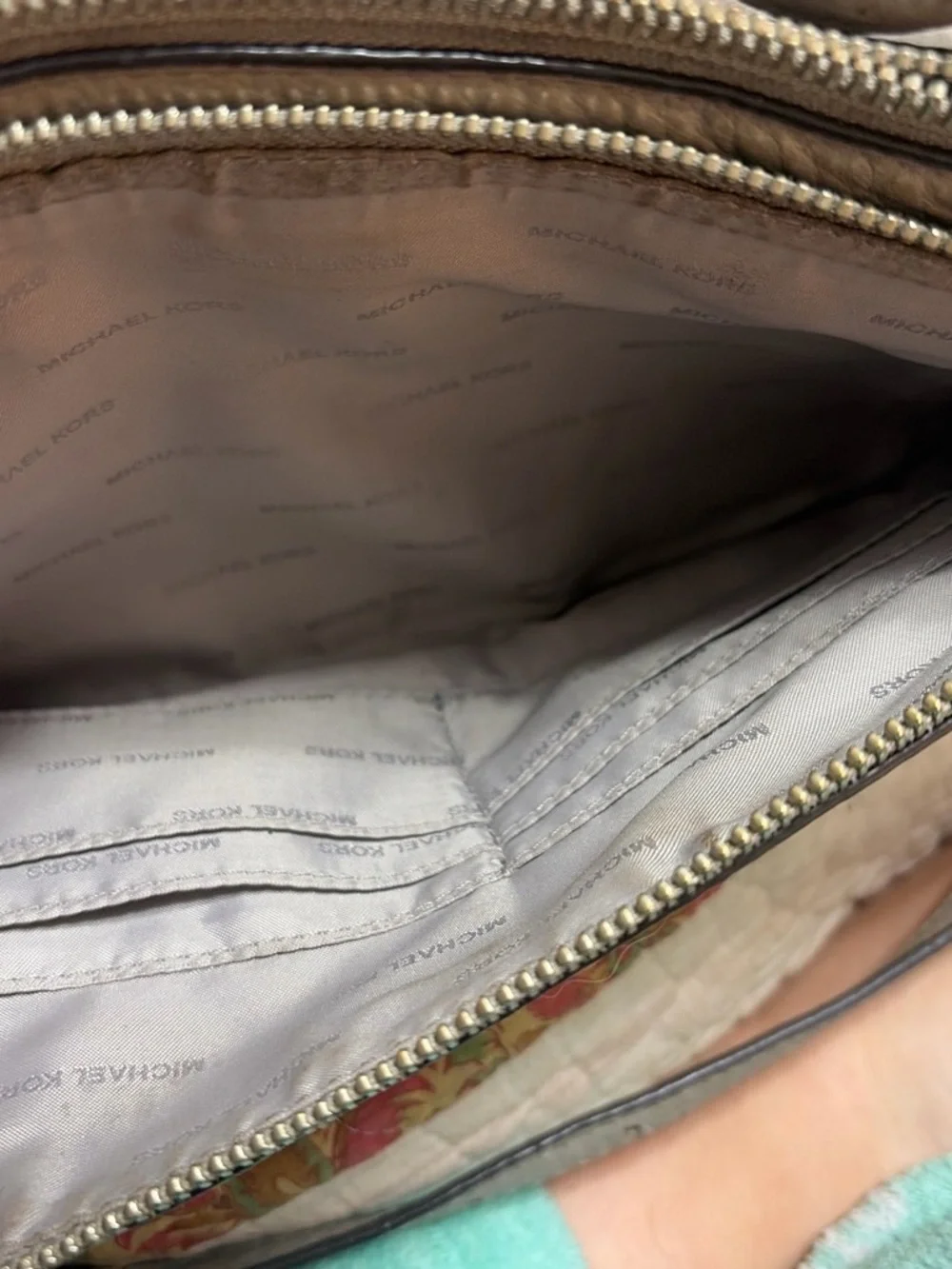 Michael Kors Pebbled Leather Wristlet in Grey Taupe
